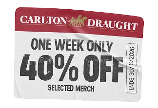 One week only - 40% off selected merch
